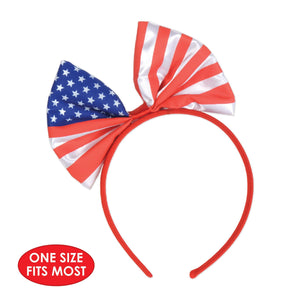 Patriotic Bow Headband, party supplies, decorations, The Beistle Company, Patriotic, Bulk, Holiday Party Supplies, 4th of July Political and Patriotic, 4th of July Stuff to Wear