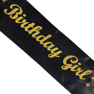 Bulk Glittered Birthday Girl Satin Sash (6 Pkgs Per Case) by Beistle