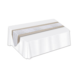 Lace/Burlap Table Runner - Bulk 12 Pack