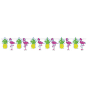 Luau Party Flamingo/Pineapple Streamer - Bulk 12 Pack