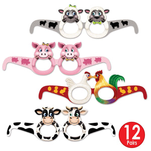 Bulk Farm Animal Eyeglasses (Case of 144) by Beistle