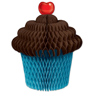 Tissue Cupcake Centerpiece - brown/turquoise - Bulk 12 Pack