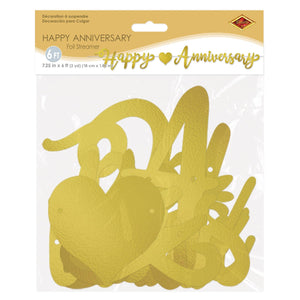 Beistle Foil Happy Anniversary Streamer (Pack of 12) - Wedding & Anniversary Party Supplies