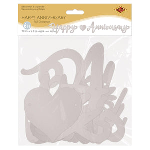 Beistle Foil Happy Anniversary Streamer (Pack of 12) - Wedding & Anniversary Party Supplies