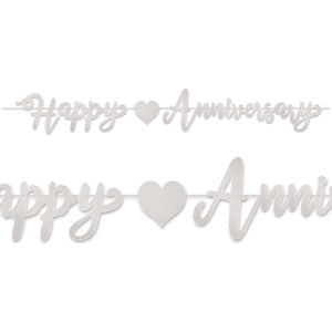 Foil Happy Anniversary Streamer - silver - Bulk 12 Pack