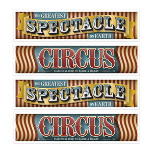 Beistle Vintage Circus Banners (12 packs) - Vintage Circus Party Theme