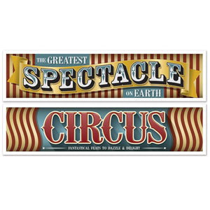 Vintage Circus Party Banners - Bulk 24 Pack