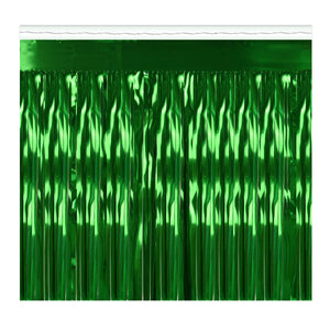 1-Ply Metallic Party Fringe Drape - green - Bulk 6 Pack