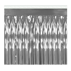 1-Ply Metallic Party Fringe Drape - silver - Bulk 6 Pack