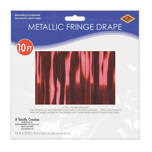 1-Ply Fire Resistant Metallic Fringe Drape - red