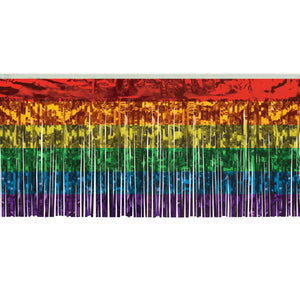 Packaged 1-Ply Metallic Party Fringe Drape - rainbow - Bulk 6 Pack