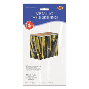 Bulk Pkgd 2-Ply Metallic Table Skirting - black & gold (Case of 6) by Beistle