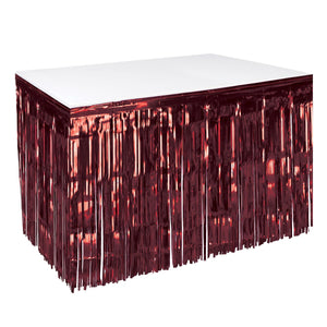 Packaged 1-Ply Metallic Party Table Skirting - burgundy - Bulk 6 Pack