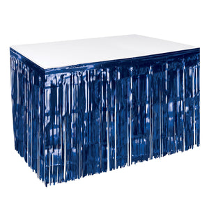 Packaged 1-Ply Metallic Party Table Skirting - navy - Bulk 6 Pack