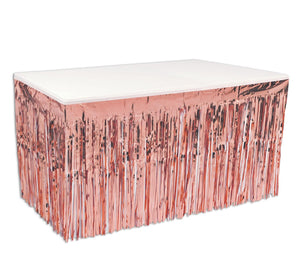 Packaged 1-Ply Metallic Party Table Skirt - rose gold - Bulk 6 Pack