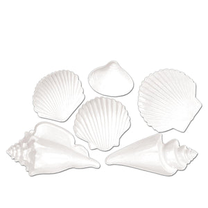 Luau Party White Plastic Seashells - Bulk/72 Seashells