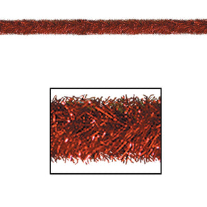 100 ft Christmas Red Tinsel Garland - Fire Resistant