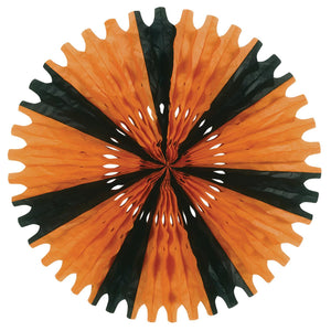 Halloween Tissue Fan - orange/black - Bulk 12 Pack