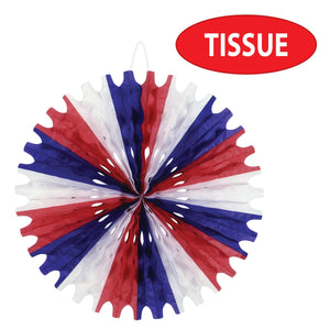 Patriotic Party Supplies - Tissue Fan - red, white, blue 