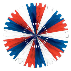 Tissue Party Fan - red - white - blue - Bulk 12 Pack