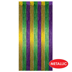 Bulk 1-Ply Fire Resistant Gleam 'N Curtain gold, green, purple (Case of 6) by Beistle