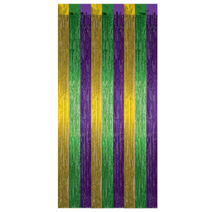 Mardi Gras 1-Ply Gleam 'N Curtain - gold - green - purple - Bulk 6 Pack