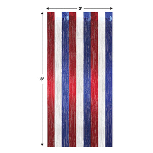 Bulk 1-Ply Fire Resistant Gleam 'N Curtain red, white, blue (Case of 6) by Beistle