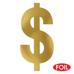 Casino Party Supplies - Foil Dollar Sign Silhouette - gold