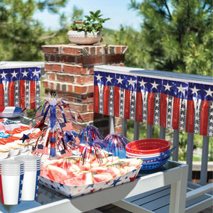 Fire Resistant Metallic Stars & Stripes Fringe Banner