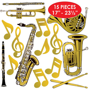 Gold Foil Musical Instrument Cutouts