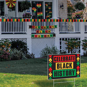 Beistle Packaged Leaf Garland black, red, green, yellow - 4.5 inch x 12 Feet - Black History Month Garlands