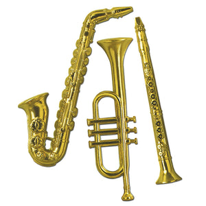 Gold Plastic Musical Party Instruments 1 SIDED - Bulk 36 Pack