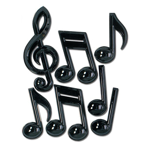 Black Plastic Musical Party Notes - Bulk/84 Musical Notes