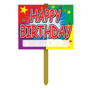 Star Happy Birthday Party Yard Sign - Bulk 6 Pack