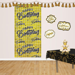 Beistle Happy Birthday Metallic Square Curtain (6 Pkgs Per Case) sold in bulk.