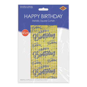 Beistle Happy Birthday Metallic Square Curtain (6 Pkgs Per Case) sold in bulk.