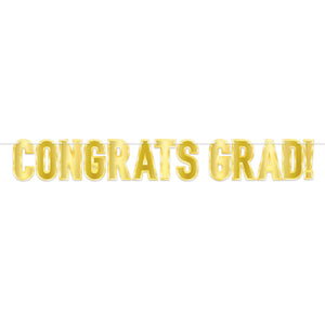 Foil Congrats Grad! Graduation Party Streamer - Bulk 12 Pack