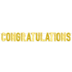 Foil "Congratulations" Party Streamer - Bulk 12 Pack