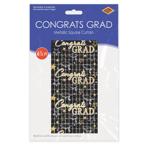 Bulk Congrats Grad Metallic Square Curtain (6 Pkgs Per Case) by Beistle