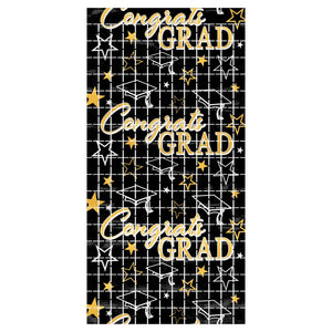 Congrats Grad Metallic Graduation Party Square Curtain - Bulk 6 Pack