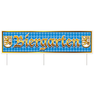 Plastic Jumbo Oktoberfest Biergarten Yard Sign - Bulk 6 Pack