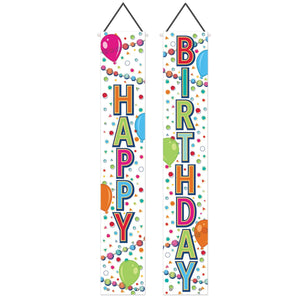 Happy Birthday Party Fabric Door Panel Set- Multicolor - Bulk 12 Pack