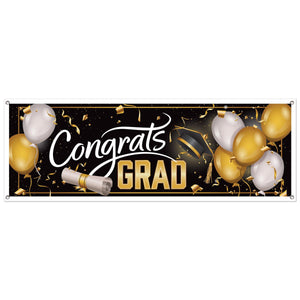 Congrats Grad Graduation Party Sign Banner - Bulk 12 Pack