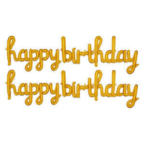 Bulk Script Gold Happy Birthday Balloon Streamer (6 Pkgs Per Case) by Beistle