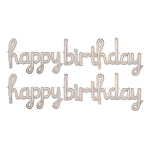 Bulk Script Silver Happy Birthday Balloon Streamer (6 Pkgs Per Case) by Beistle