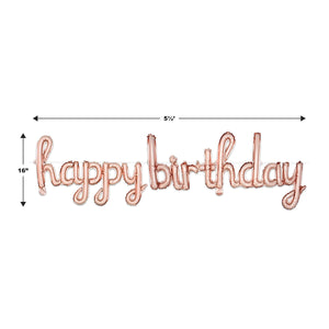 Bulk Script Rose Gold Happy Birthday Balloon Streamer (6 Pkgs Per Case) by Beistle