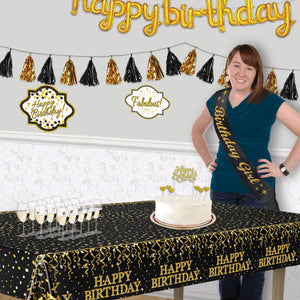 Bulk Metallic Happy Birthday Tablecover (12 Pkgs Per Case) by Beistle