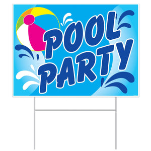 Plastic Pool Party Yard Sign - Bulk 6 Pack