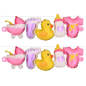 Baby Girl Balloon Streamers - Bulk 6 Pack