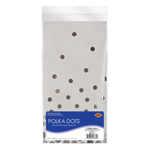 Bulk Silver Metallic Polka Dots Tablecover (12 Pkgs Per Case) by Beistle